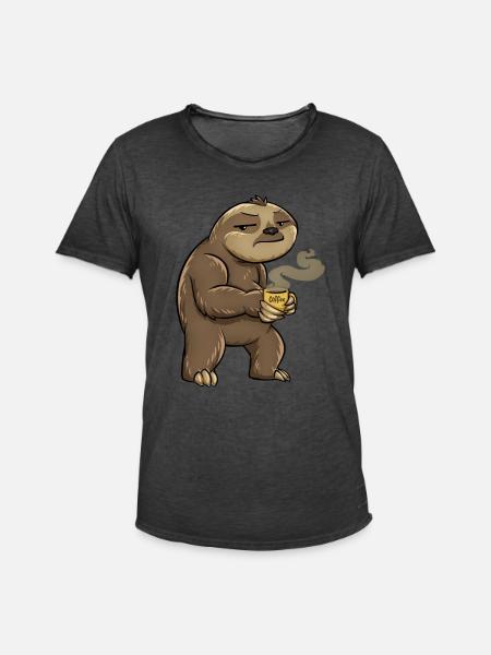 Sloth Coffee - Men's Vintage T-Shirt - washed black