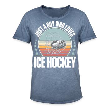 Eishockey Hockey sur glace - T-shirt vintage Homme - vintage bleu jeans - Devant - Jose (178cm)