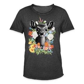 Reh - Männer Vintage T-Shirt - Vintage Schwarz - Vorne - Jose (178cm)