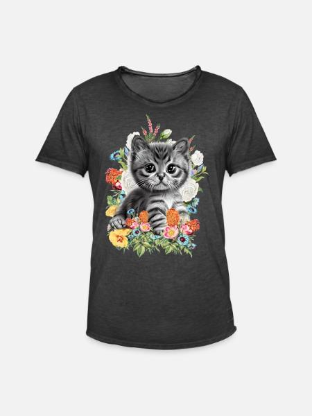 Fleurs de chat - T-shirt vintage Homme - noir vintage