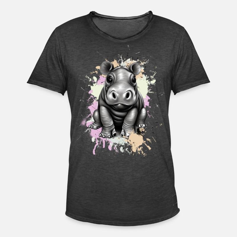 Nilpferd - Männer Vintage T-Shirt - Vintage Schwarz