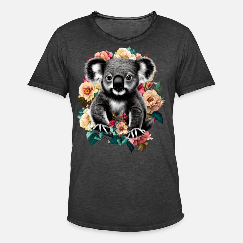 Koala - Männer Vintage T-Shirt - Vintage Schwarz
