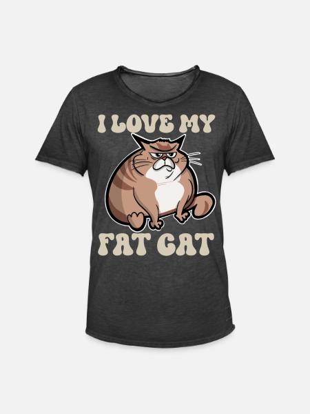 Cat Fat Cat - Men's Vintage T-Shirt - washed black