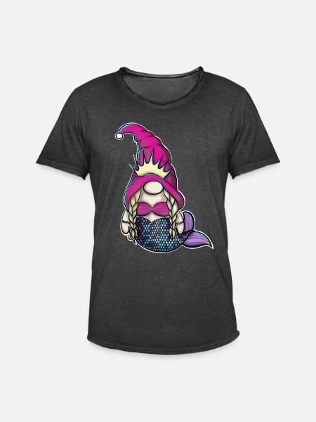 Mermaid Gnome Gnome - Men's Vintage T-Shirt - washed black