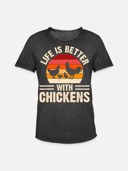 Poulets Poulet - T-shirt vintage Homme - noir vintage
