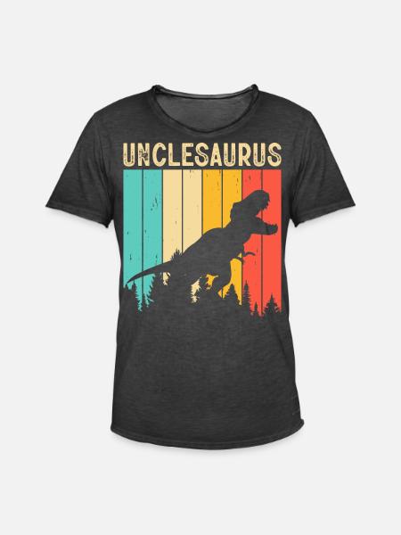 Uncle T Rex Onkelsaurus - Men's Vintage T-Shirt - washed black