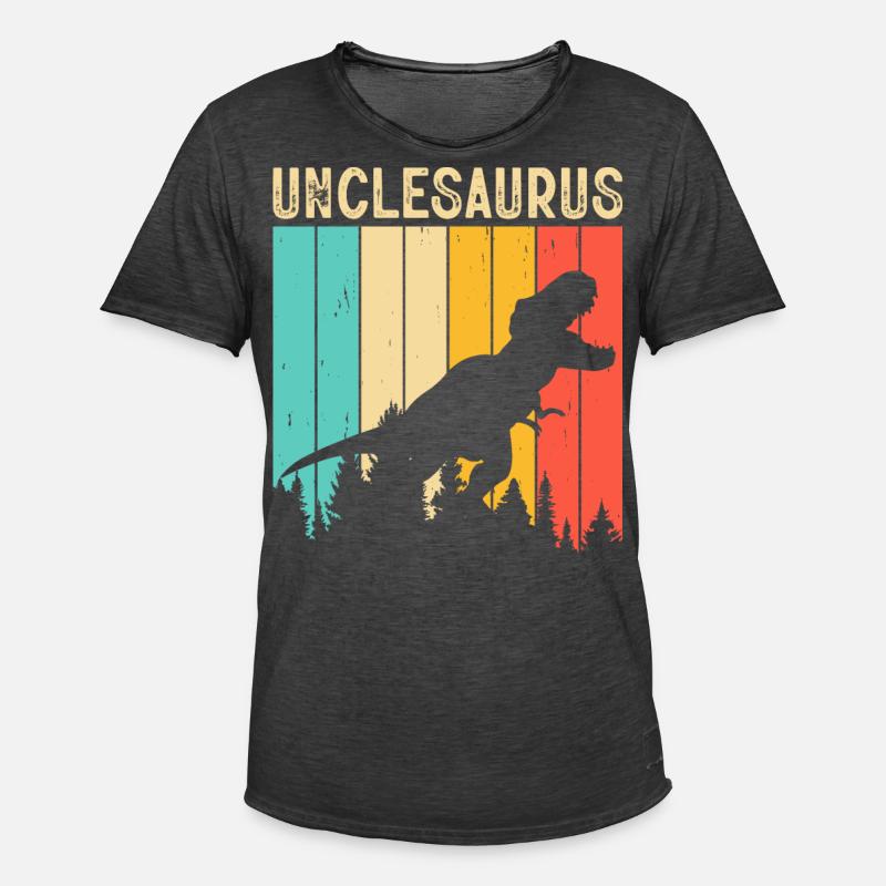 Oncle T Rex Onkelsaurus - T-shirt vintage Homme - noir vintage