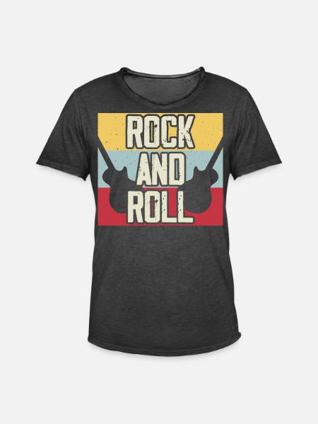 Rock And Roll - Men's Vintage T-Shirt - washed black