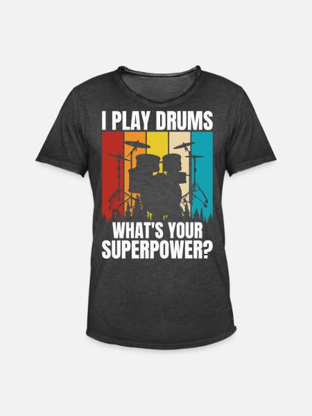 Drums Drummer Drummer - Men's Vintage T-Shirt - washed black