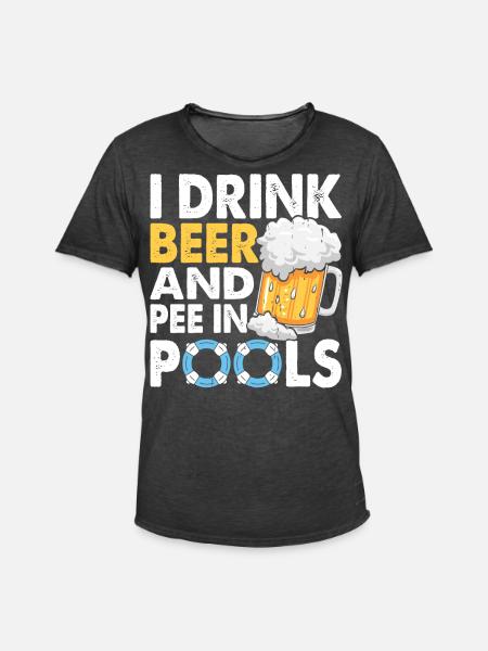 Swimming Float Beer Pool - Men's Vintage T-Shirt - washed black