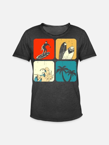 Surfeur - T-shirt vintage Homme - noir vintage
