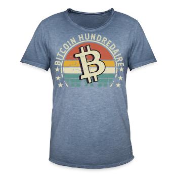 Bitcoin Crypto Crypto-monnaie - T-shirt vintage Homme - vintage bleu jeans - Devant - Jose (178cm)