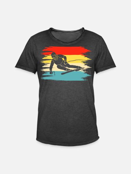 Ski Skiing Skiers - Men's Vintage T-Shirt - washed black