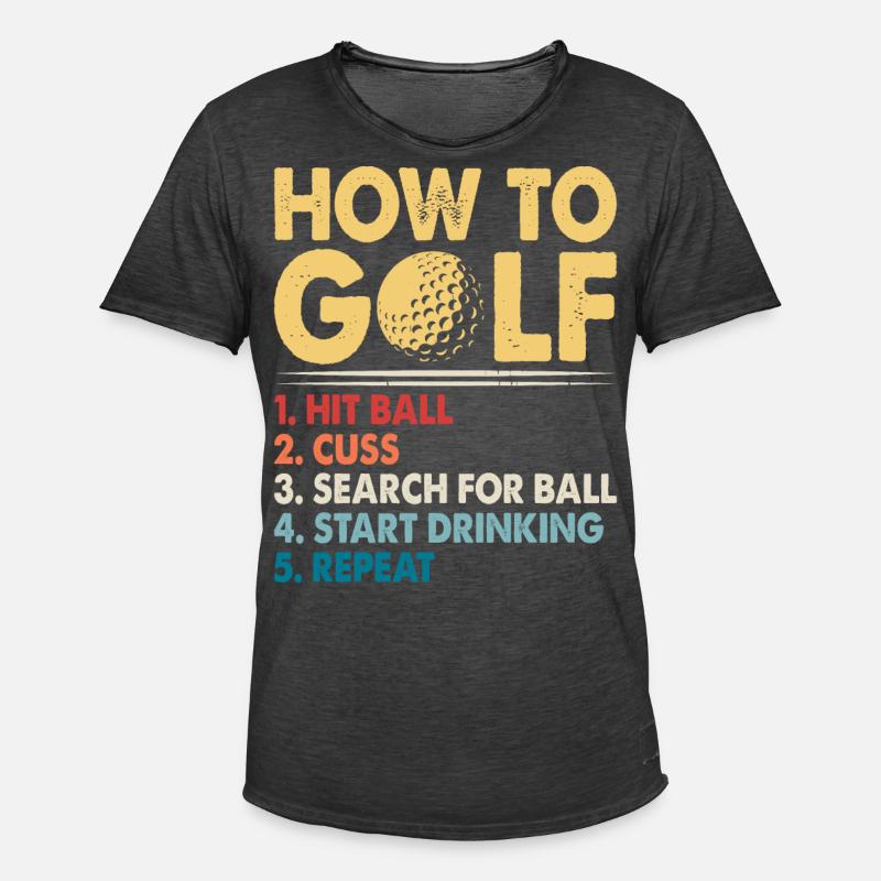 Golf Golfer - Männer Vintage T-Shirt - Vintage Schwarz