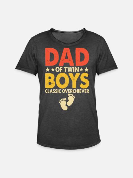 Twins Dad Dad - Men's Vintage T-Shirt - washed black
