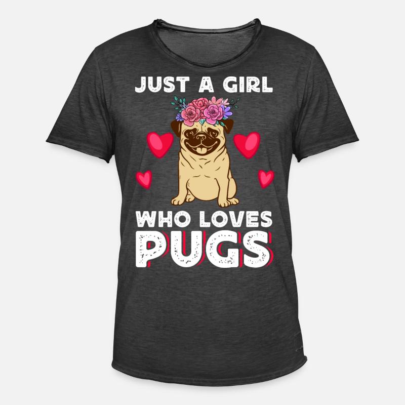 Mops - Männer Vintage T-Shirt - Vintage Schwarz