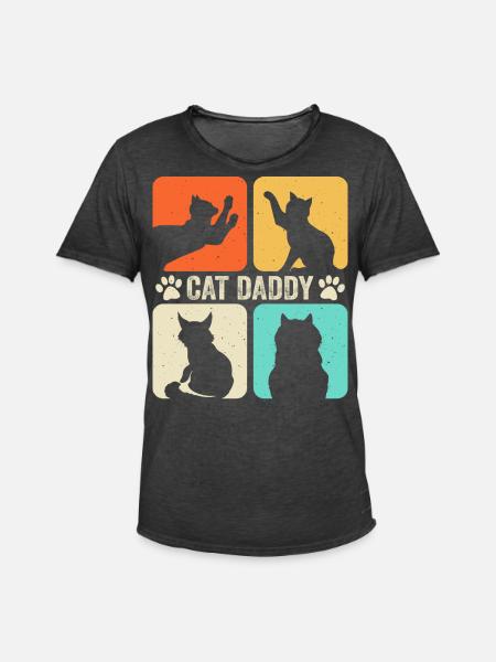 Cats Daddy - Men's Vintage T-Shirt - washed black