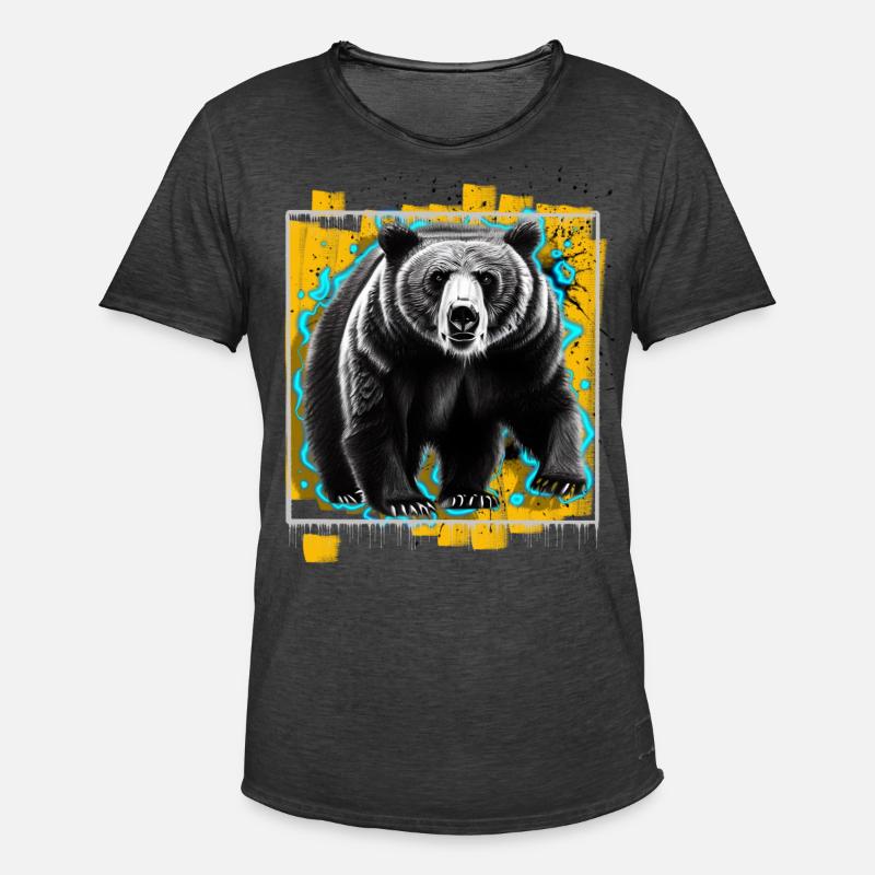 Bär - Männer Vintage T-Shirt - Vintage Schwarz