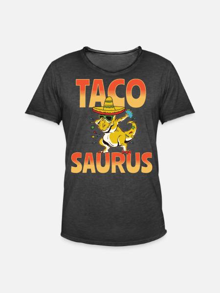 Tacosaurus Taco Dinosaur T Rex - Men's Vintage T-Shirt - washed black