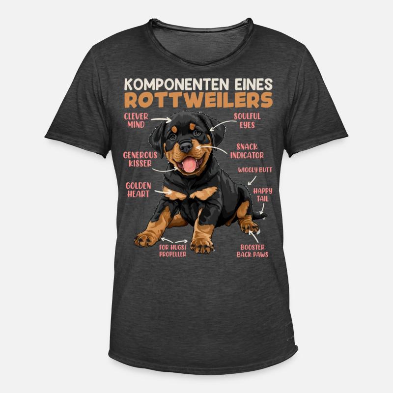Rottie KOMPONENTEN EINES ROTTWEILERS Lustiges - Männer Vintage T-Shirt - Vintage Schwarz