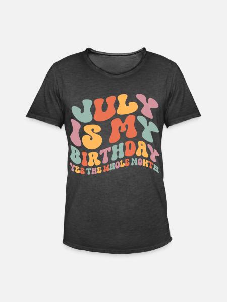 July Birthday - Men's Vintage T-Shirt - washed black