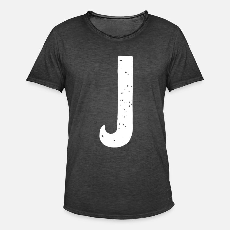 J Brief - Männer Vintage T-Shirt - Vintage Schwarz