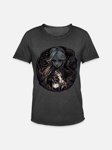 Gloomy Beautiful Witch / Wicca - Men's Vintage T-Shirt - washed black