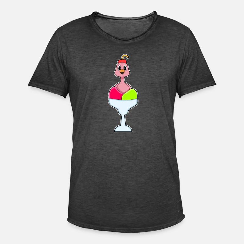 Flamingo Eiscreme Kirsche - Männer Vintage T-Shirt - Vintage Schwarz
