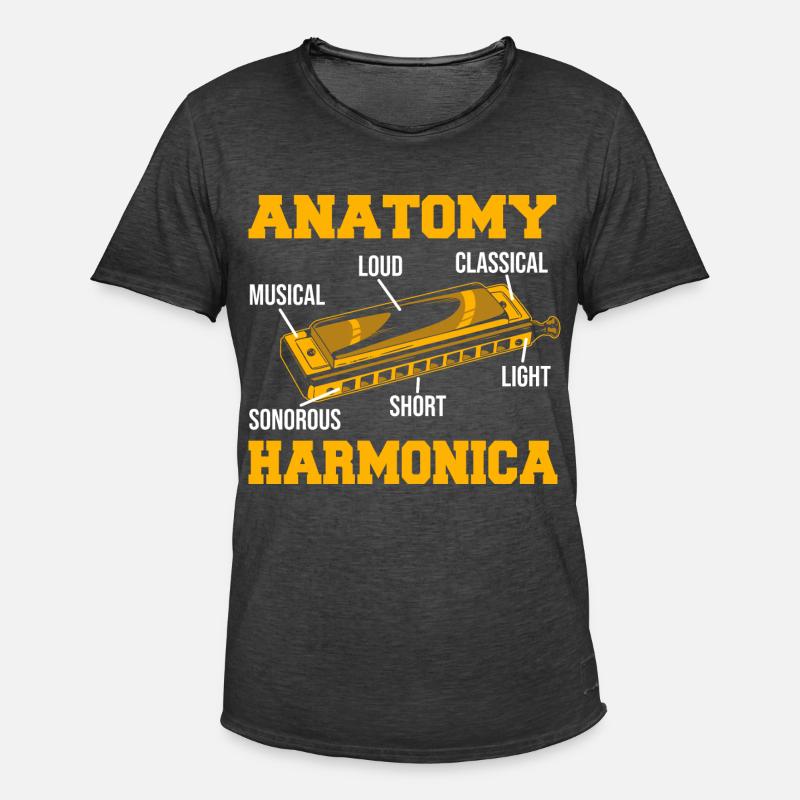 Playing Harmonica Gift - Men's Vintage T-Shirt - washed black