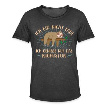 Faultier - Männer Vintage T-Shirt - Vintage Schwarz - Vorne