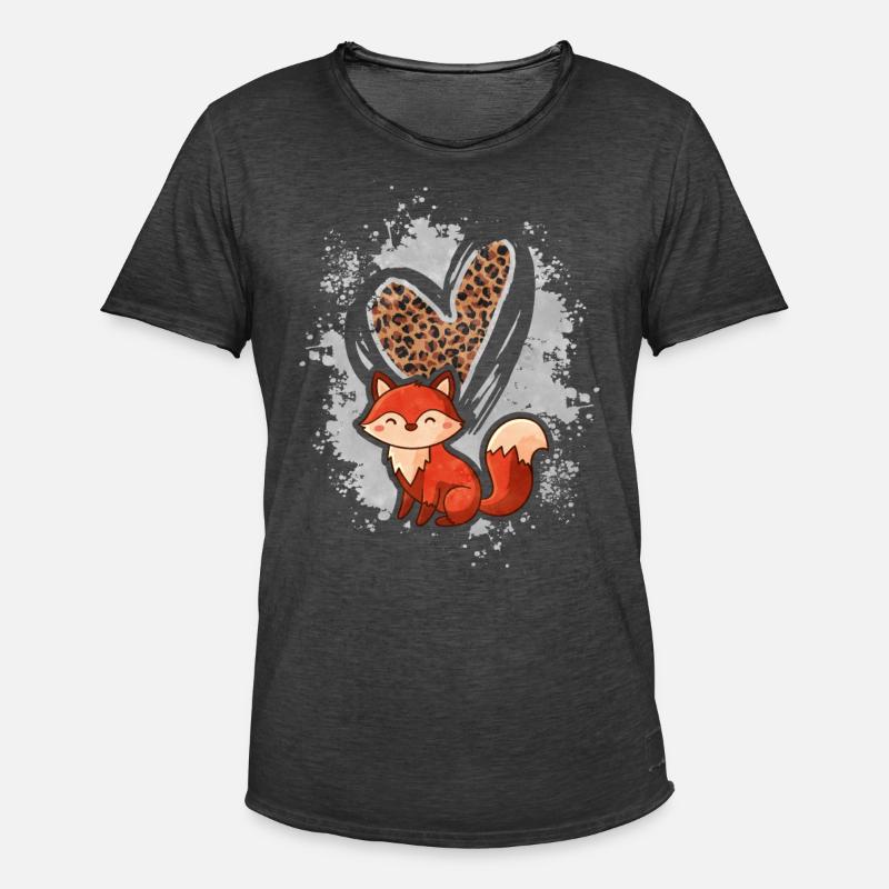 Fuchs Leopard Herz Geschenk - Männer Vintage T-Shirt - Vintage Schwarz