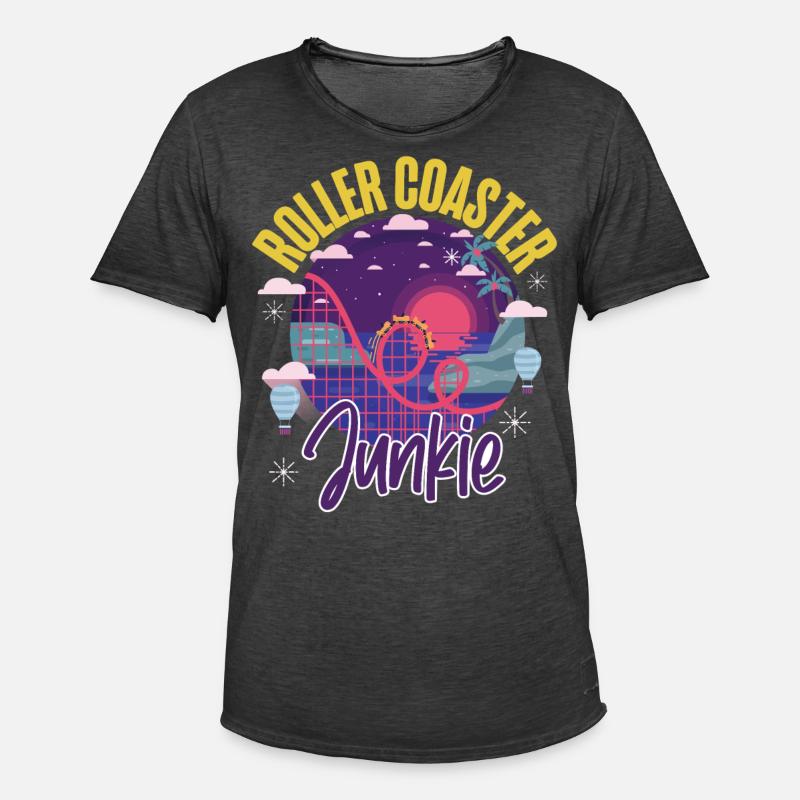 Roller Coaster Roller Coaster - Men's Vintage T-Shirt - washed black