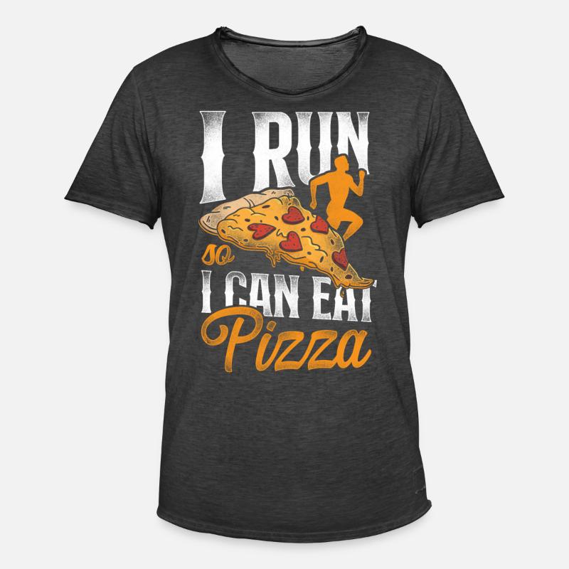 Running Runner Half Marathon Pizza - Männer Vintage T-Shirt - Vintage Schwarz
