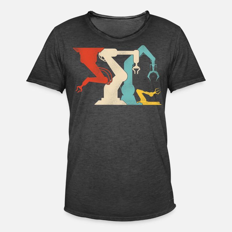Robot Robotics Engineer Retro - Männer Vintage T-Shirt - Vintage Schwarz