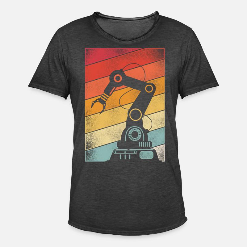 Robot Robotics Engineer Retro - Männer Vintage T-Shirt - Vintage Schwarz