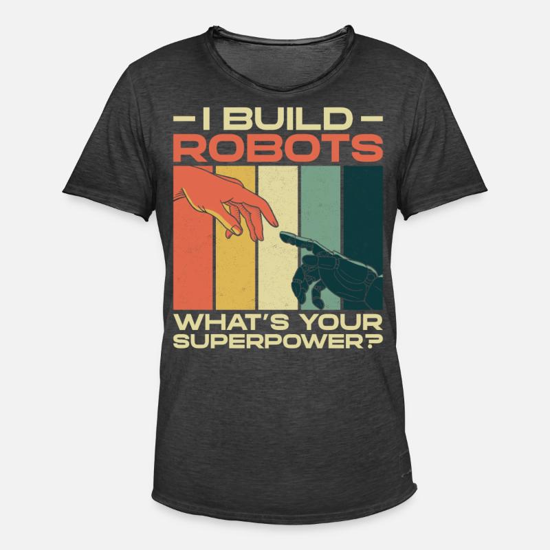 Robot Robotics Engineer Retro - Männer Vintage T-Shirt - Vintage Schwarz