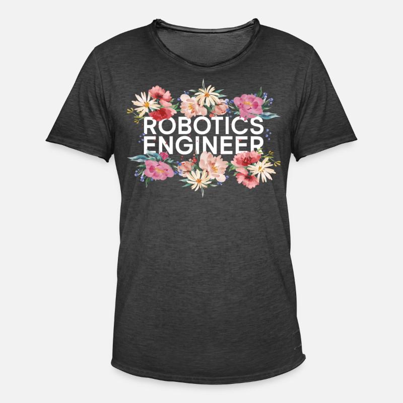 Robot Robotics Engineer Flower - Männer Vintage T-Shirt - Vintage Schwarz