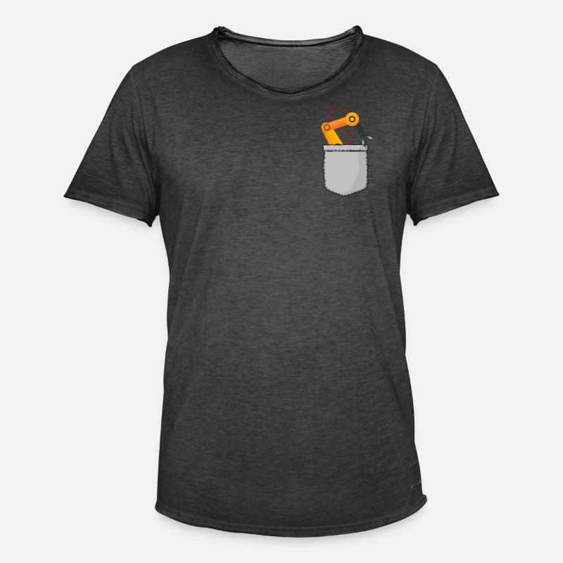 Robot Robotics Engineer Pocket - Männer Vintage T-Shirt - Vintage Schwarz