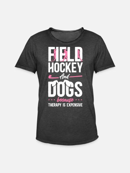 Field Hockey Dog Field Hockey And - Men's Vintage T-Shirt - washed black