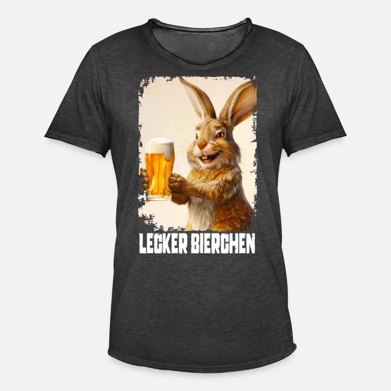 Lecker Bierchen Hase - Männer Vintage T-Shirt - Vintage Schwarz