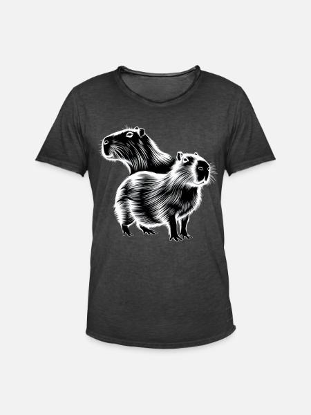Capybara - Men's Vintage T-Shirt - washed black