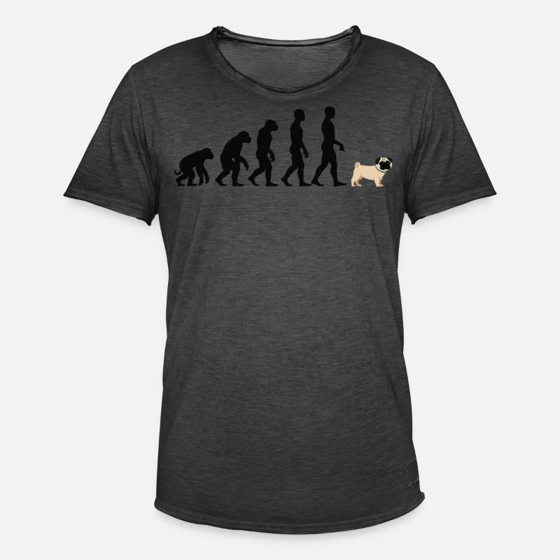 Mops - Männer Vintage T-Shirt - Vintage Schwarz