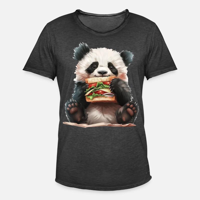 Panda - Männer Vintage T-Shirt - Vintage Schwarz
