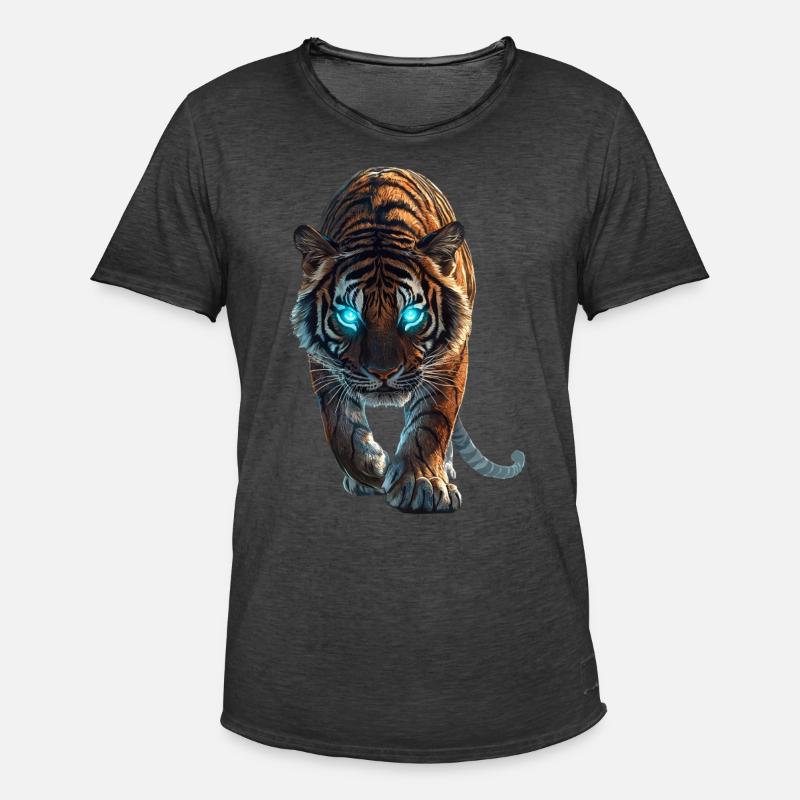 Tiger - Männer Vintage T-Shirt - Vintage Schwarz