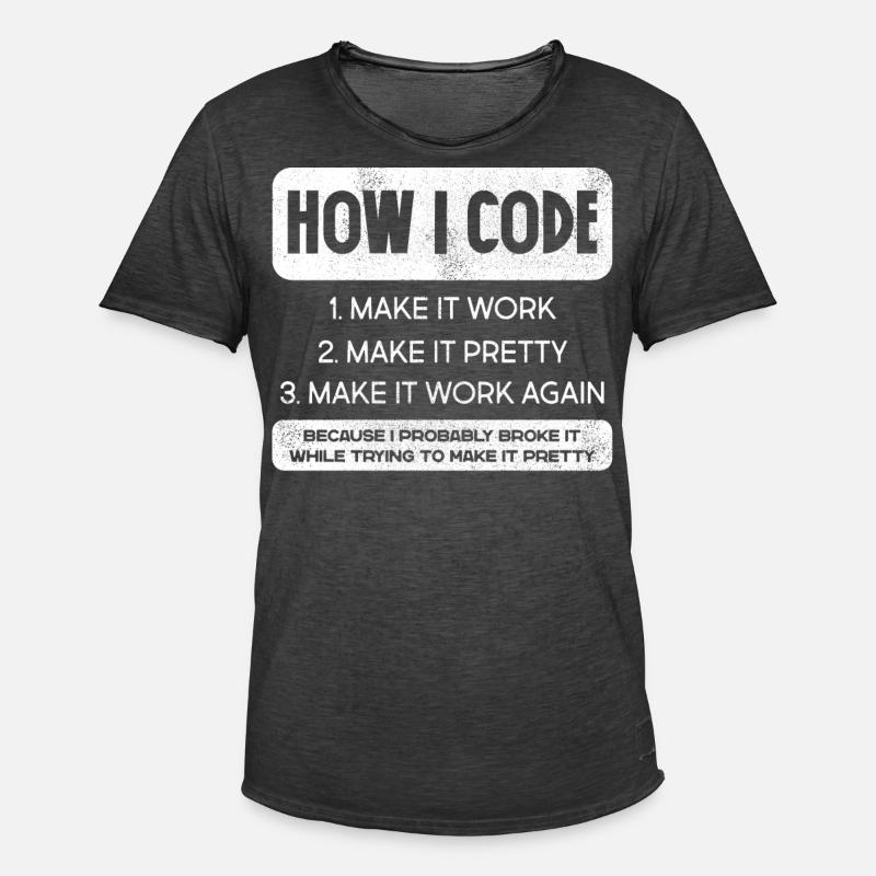 Programmeur, Code, Nerd, Programmation - T-shirt vintage Homme - noir vintage