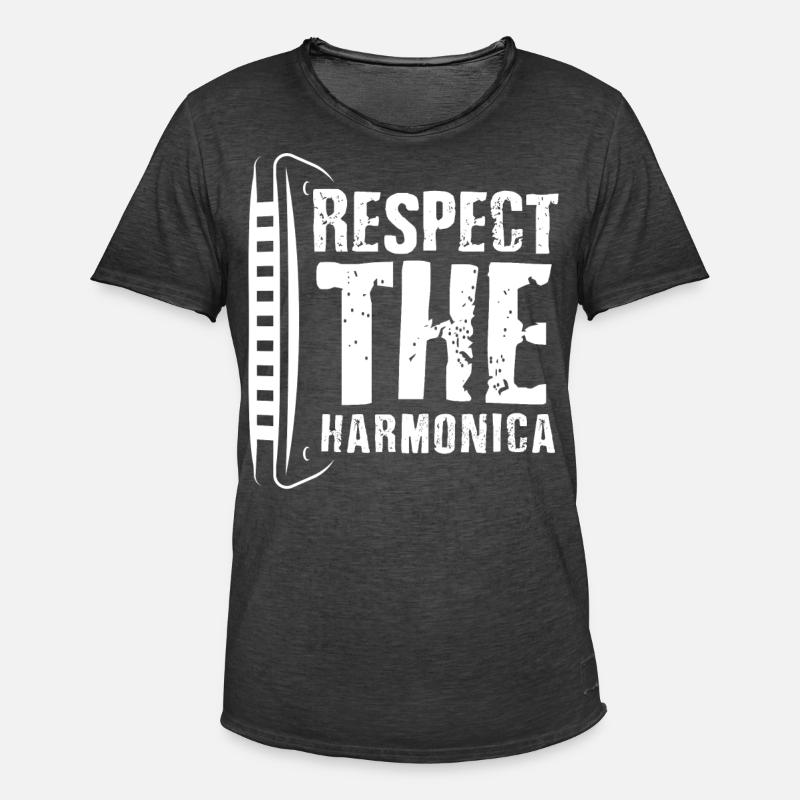 Harmonica player, Unny harmonica - Men's Vintage T-Shirt - washed black