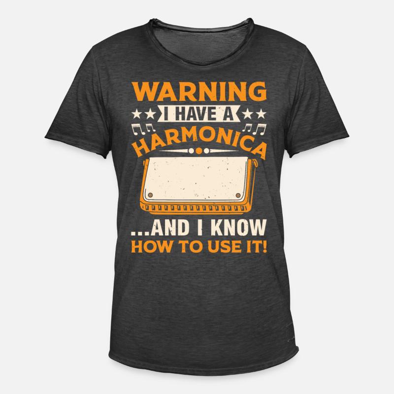 Harmonica Player Funny Harmonica Player - Männer Vintage T-Shirt - Vintage Schwarz