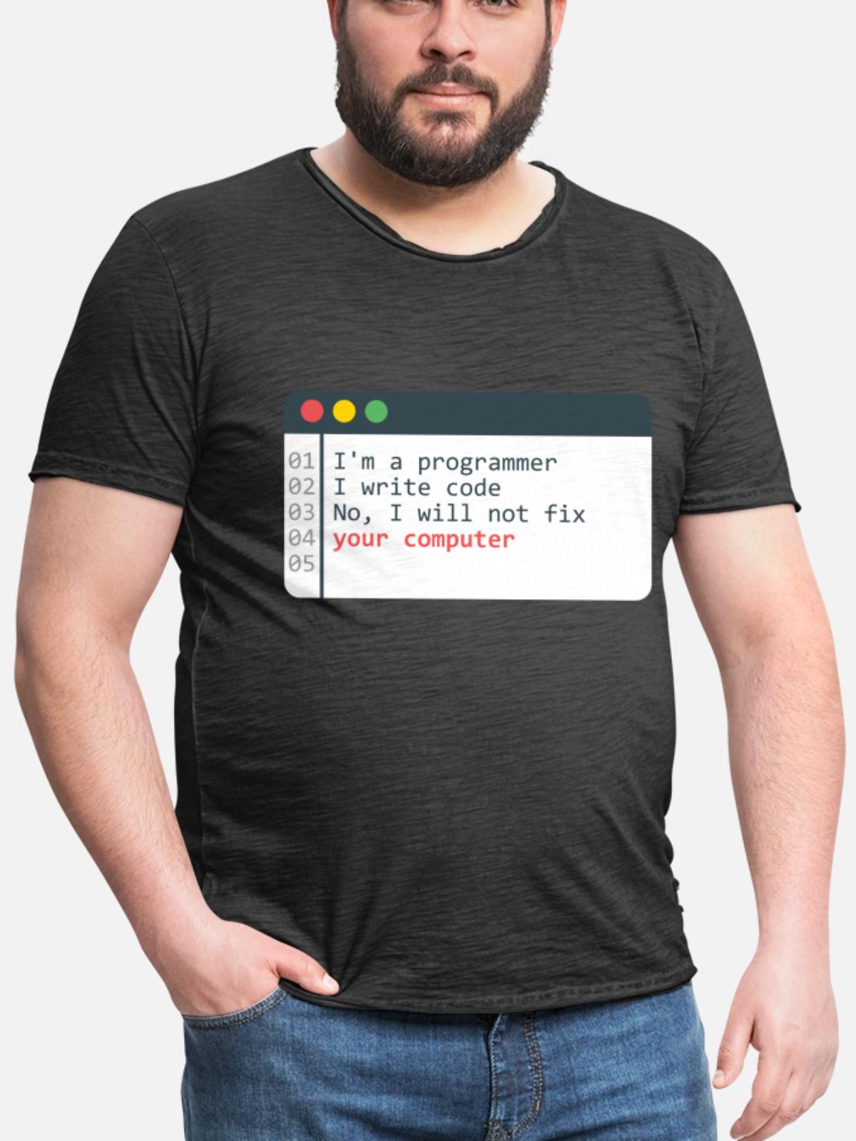 Programmeur HTML Computer Coder Codering Programmering Mannen Vintage T-shirt