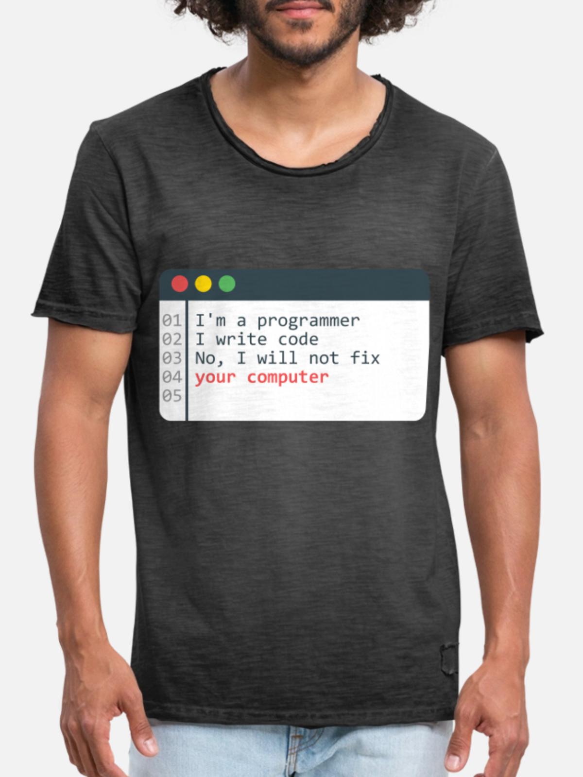 Programmeur HTML Computer Coder Codering Programmering Mannen Vintage T-shirt