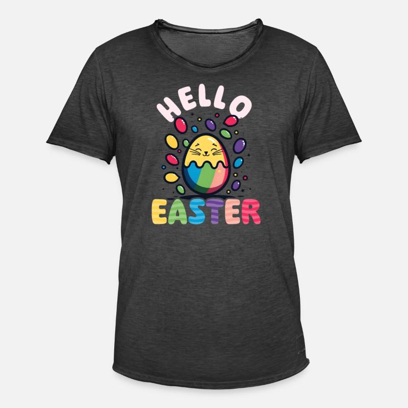 Cat Easter Hello Easter - Men's Vintage T-Shirt - washed black